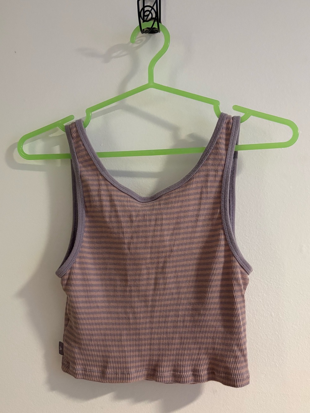 TNA Lavender and Light Pink Striped Ribbed Crop Tank - Picture 3 of 3